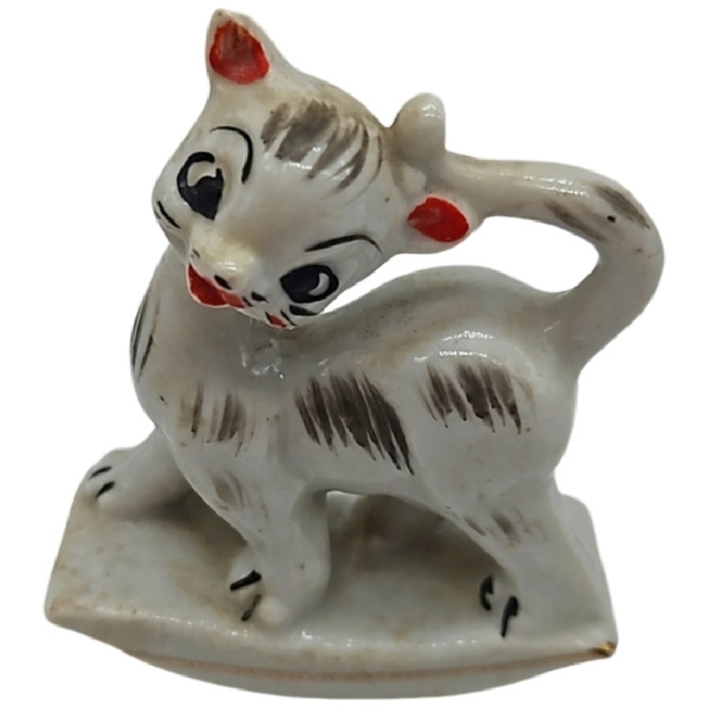 Vintage ceramic rocking kitten cat figurine
